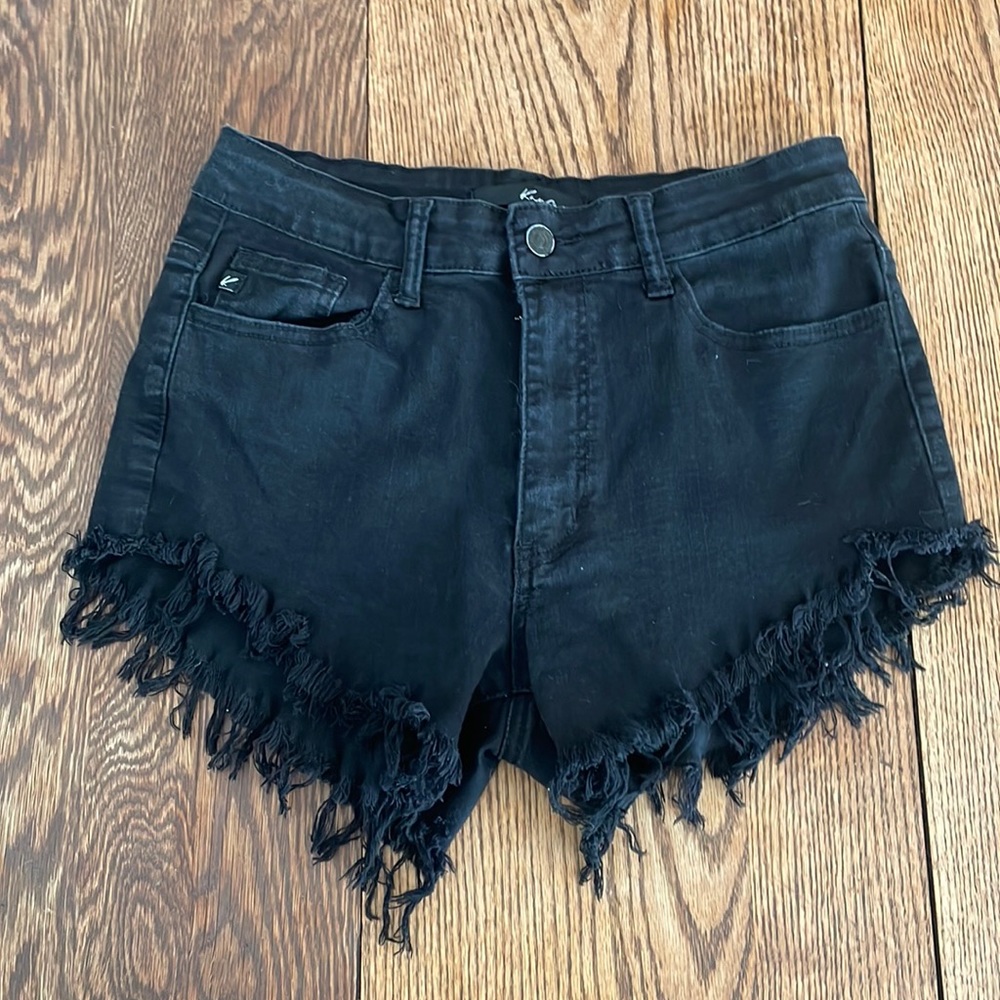 KanCan Black Frayed Hem Jean Shorts